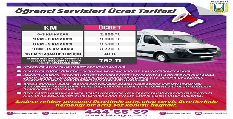 Lüleburgaz'da Öğrenci Servis Ücretleri 2026-2027 Yılı İçin Sabit Kalıyor