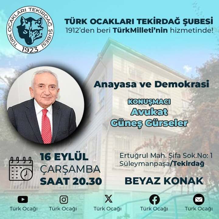 Tekirdağ'da Anayasa ve Demokrasi Konferansı: Av. Güneş Gürseler'den Hukuki Perspektif